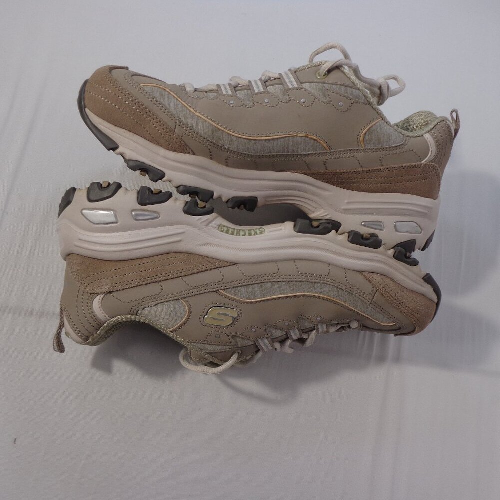Skechers D'Lites Air-Cooled Memory Foam Leather Beige Sneakers Women's Size 10 - Picture 4 of 7